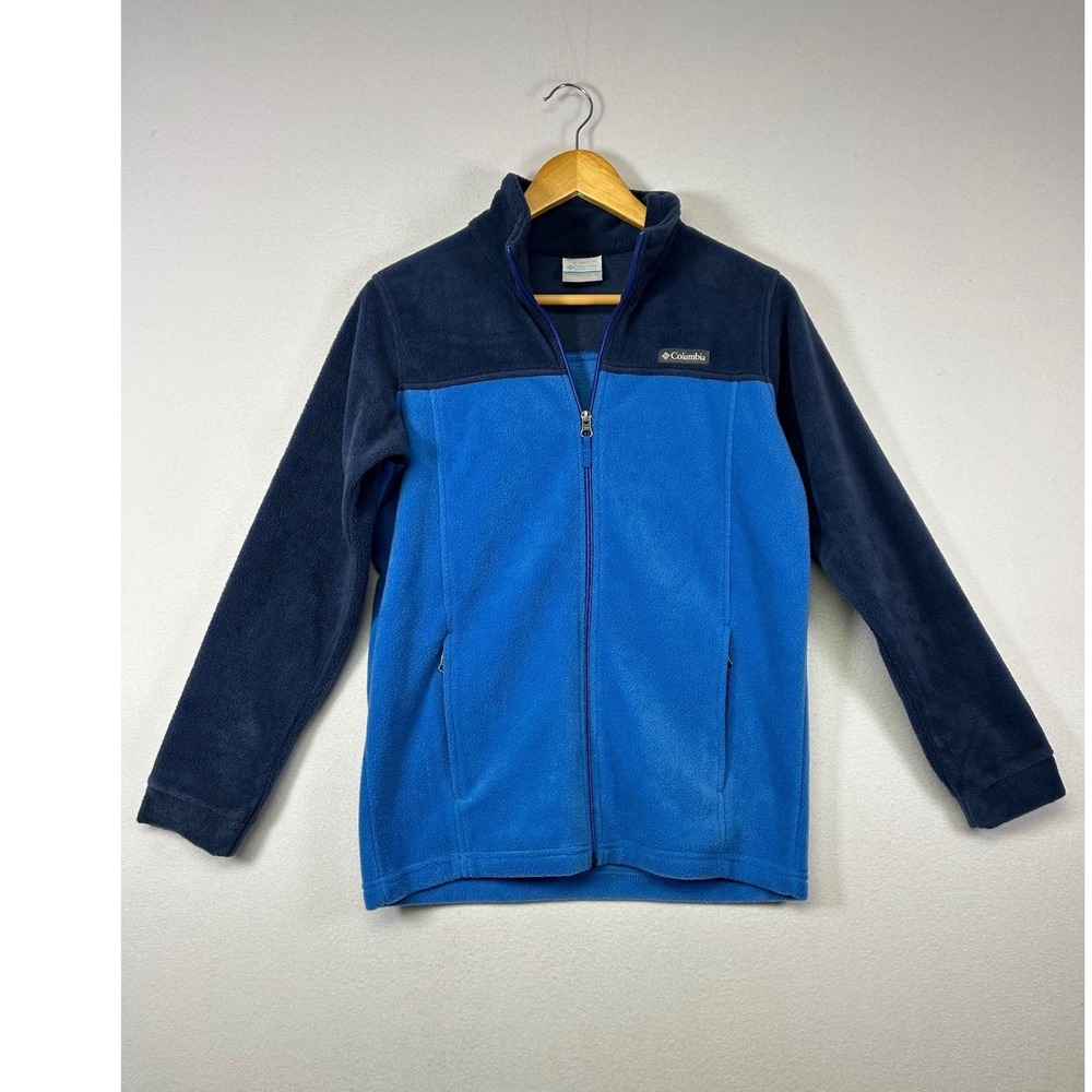 Gorpcore Columbia Boy Size L 14/16 Blue Colorblock Full Zip Fleece Jacket XB1107